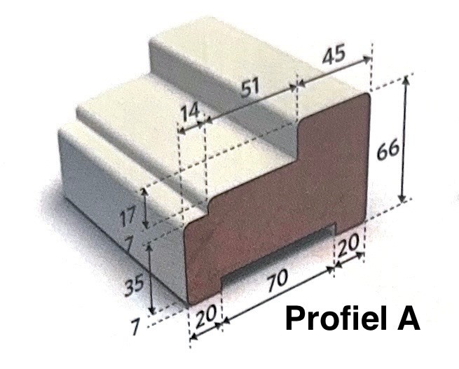 Geprofileerd kozijn- en raamhout wit gegrond 66x110mm zijstijl