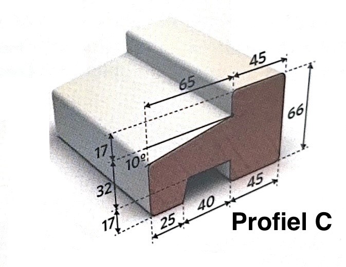 Geprofileerd kozijn- en raamhout wit gegrond 66x110mm onderdorpel
