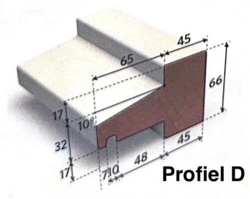 Geprofileerd kozijn- en raamhout wit gegrond 66x110mm kalf