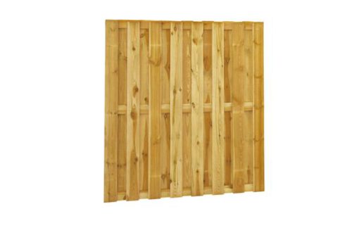 Grenen tuinscherm 15mm planken / 17 planks rvs geschroefd 180x180cm met 3 tussenlatten