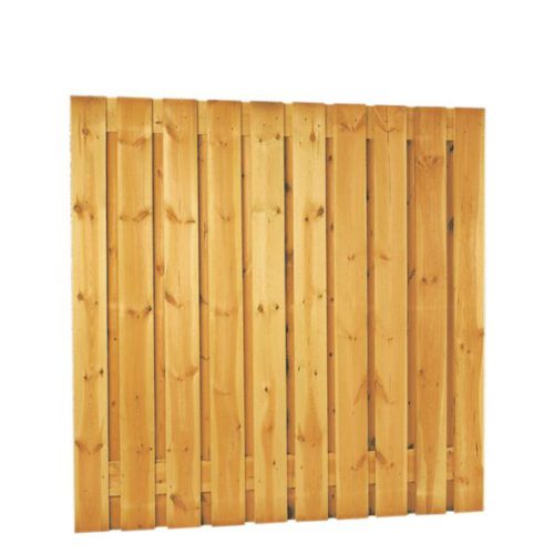 Grenen tuinscherm 15mm planken / 21 planks 180x180cm 19 verticaal/2 horizontaal RVS geschroefd