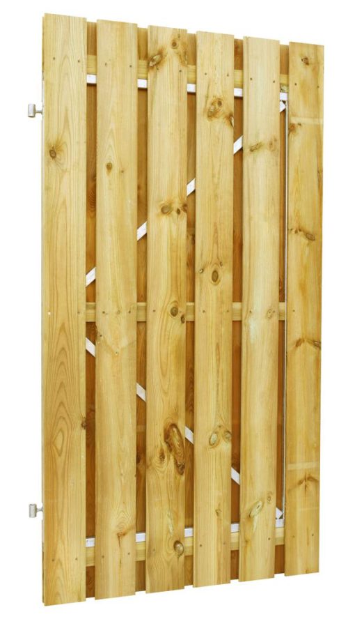 Poort op stalen frame met Grenen planken 16mm, afmeting 100x180cm