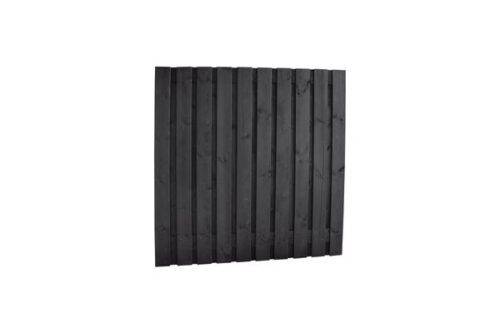 Grenen tuinscherm 15mm planken / 21 planks 180x180cm 19 verticaal/2 horizontaal RVS geschroefd zwart gedompeld