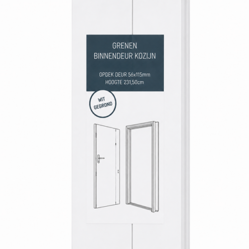 Grenen binnenkozijn wit gegrond 80 mu, 56x115mm opdek