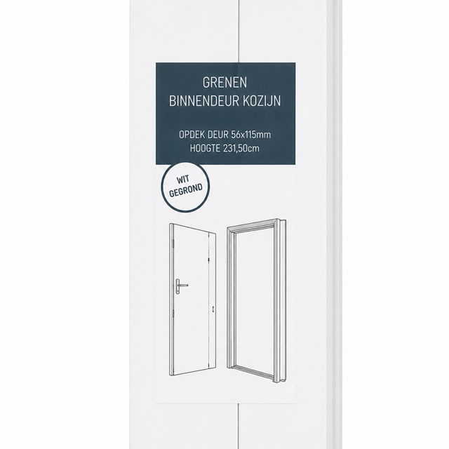 Grenen binnenkozijn wit gegrond 80 mu, 56x115mm opdek