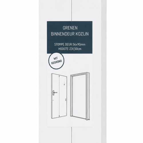 Grenen binnenkozijn wit gegrond 80 mu, 56x90mm stomp