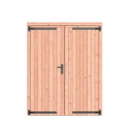 Douglas opgeklampte dubbele deur dicht met zwart beslag (deurbreedte 76,2cm x2)