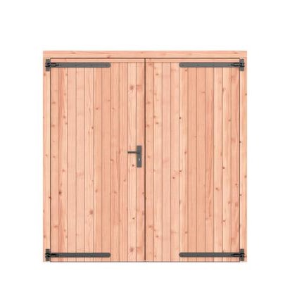 Douglas opgeklampte dubbele deur dicht extra breed met zwart beslag (deurbreedte 92,6cm x2)