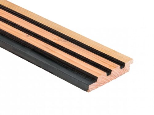 25x140mm Rhombus triple zwart gespoten met afgeschaafde voorzijde (werkende maat 133mm)